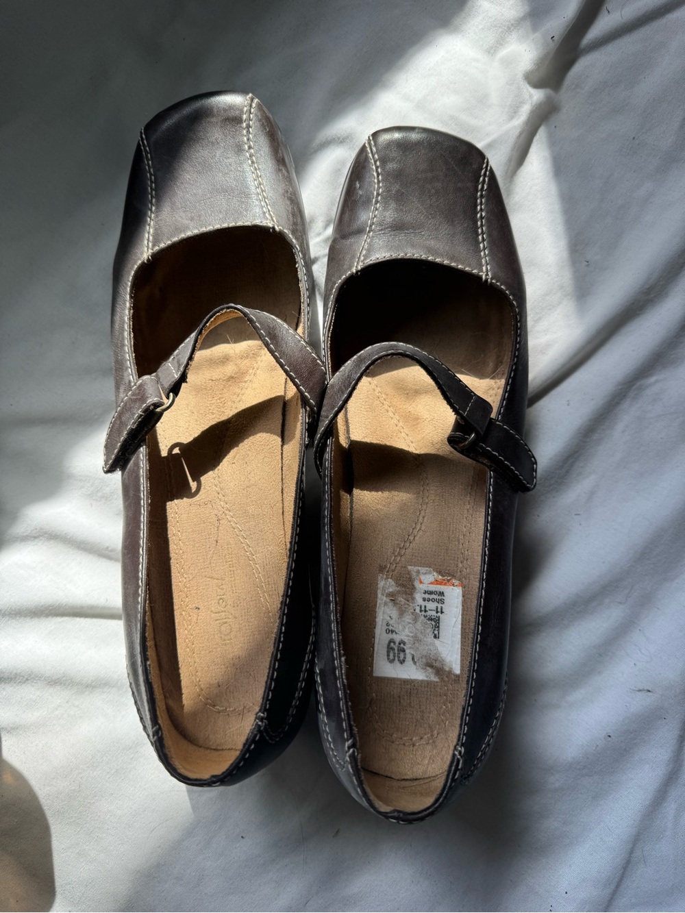 Brown Leather Mary Jane Flats